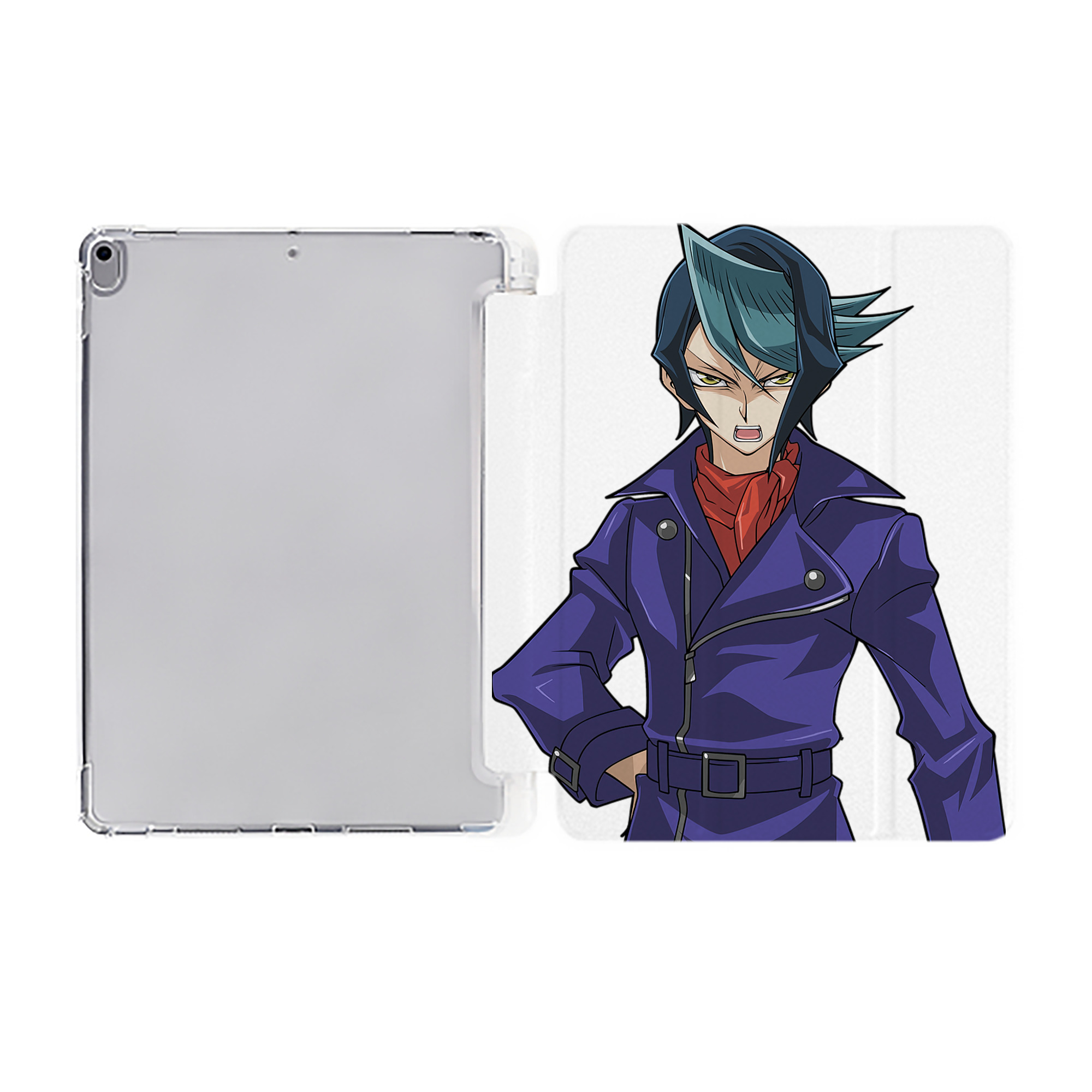 （画像用） 遊☆戯☆王 Yu-Gi-Oh! IPad ケース ペン収納付き 三つ折りスタンド PUレザー×シリコン 対応機種9.5/10.5/10.9インチ